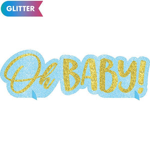 "Oh Baby!" Blue Glitter Table Decoration