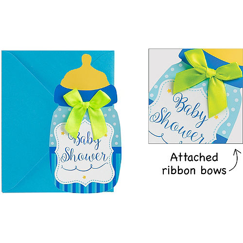 Blue Bottle Baby Shower Invitations
