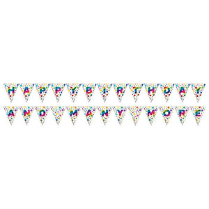 Rainbow foil Happy Birthday pennant banner