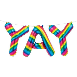 Metallic Rainbow "YAY" Balloon Banner