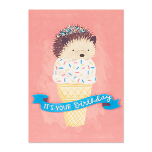 Hedgehog Ice Cream Birthday Card