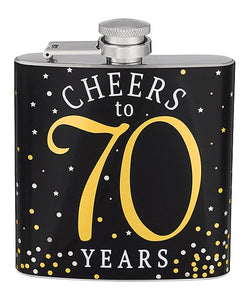 "Cheers to 70 Years" Flask
